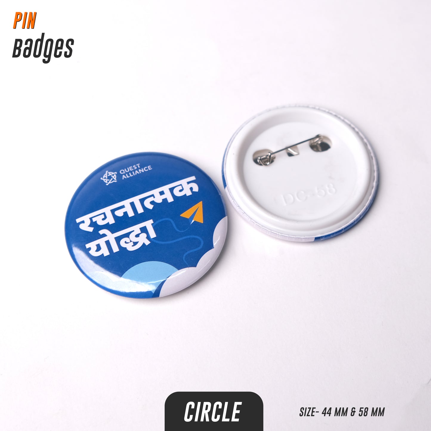 Custom Pin Badges | Personalised Round Badges 48mm & 58mm