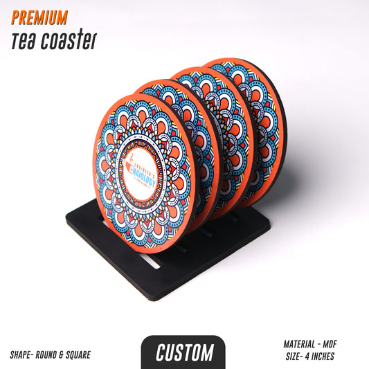 Custom MDF Tea Coaster with Stand (Set of 4) | Personalised Corporate Gift