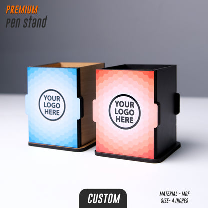 Custom MDF Pen Stand | Personalised Desk Organizer with Logo (4 Inch)