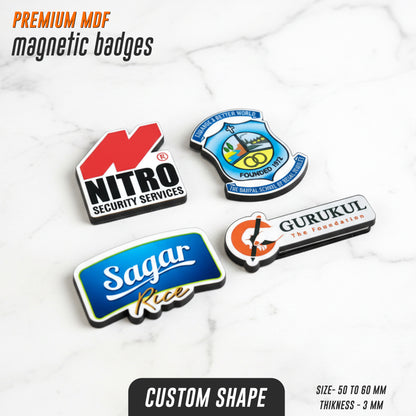 Custom MDF Magnetic Badges | Premium Logo Name Badges (Circle, Square & Custom Shape)