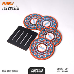 Custom MDF Tea Coaster with Stand (Set of 4) | Personalised Corporate Gift