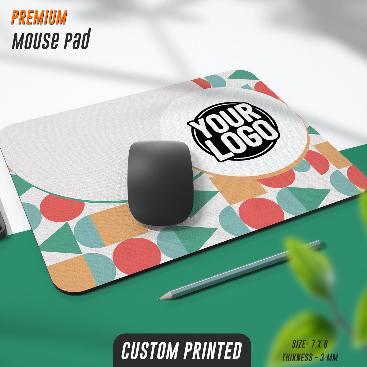Mouse Print Text Custom Printed Mouse Pad | Personalized Logo, Text or Photo Mouse Pad ...