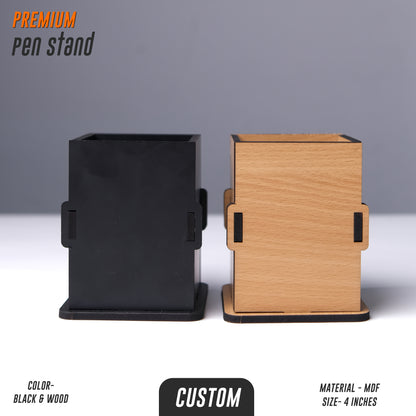 Custom MDF Pen Stand | Personalised Desk Organizer with Logo (4 Inch)